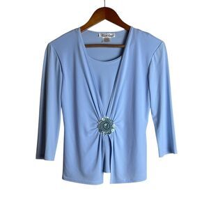 Tradition blue embellished blouse.‎ Size small